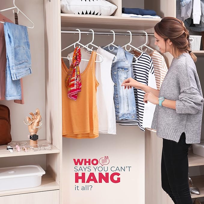 Neaties Heavy Duty Clothes Hangers 100+ Pack (162 Count) – Made in The USA – 8lb Capacity Plastic Hangers for Adult Clothing – Durable for Pants, Coats, Jackets, or Jeans – White & Black