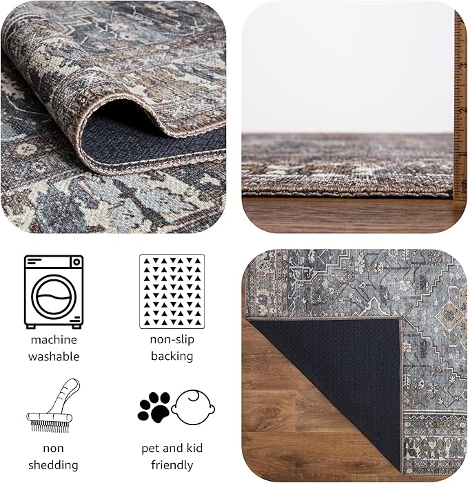 Keen Home Design 3x5 Rug - Machine Washable Entry Rug with Non-Slip Backing, Ideal for Enteryway, Kitchen, Bathroom, Laundry Room - Vintage, Easy Clean, Durable, Low Pile Rug - (3' x 5')