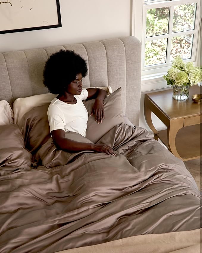 Cozy Earth Luxury Duvet Cover King - 100% Viscose from Bamboo - Ultra-Soft, Cooling & Lightweight Duvet Cover - Temperature-Regulating Bedding with Concealed Zip & Interior Snap Closures - Walnut