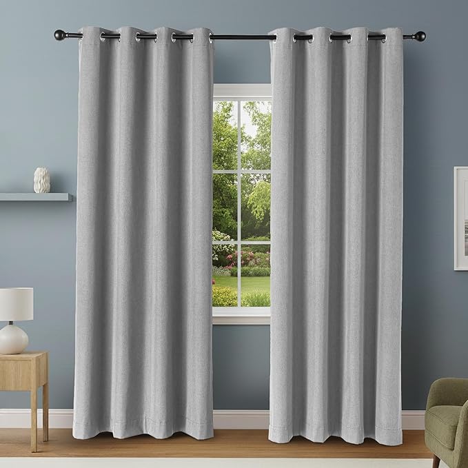Amazon Basics 100% Blackout Curtains with Grommets, 2 Panels, 52 x 96 Inches, Dark Gray