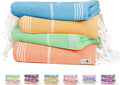 Native Fab Turkish Beach Towels 4 Pack, Oversized 40"x71", Quick Dry, Sand Free, Lightweight, Absorbent, Multipurpose Travel & Pool Towels - Orange, Mustard Yellow, Aqua Green, Turquoise Blue