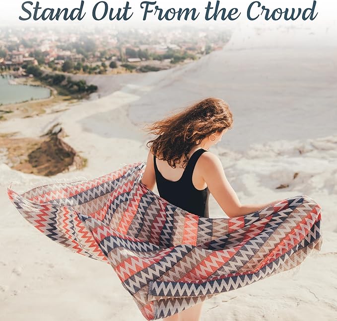 Turkish Beach Towel 35”x67” – 100% Cotton, Quick Dry, Lightweight Oversized Beach Towel for Pool & Travel – Zig Zag Navy Red Color