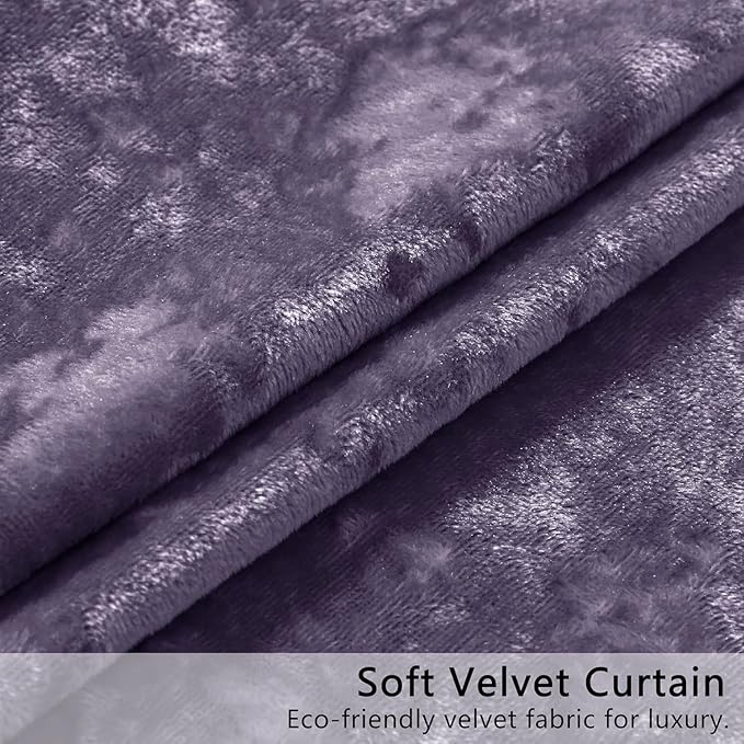 SMILETIME Lilac Purple Crushed Velvet Curtains 52x90 inch Luxurious Thermal Insulated Soundproof Drapes for Living Room Bedroom Office Soft and Durable Light-Filtering Window Treatments, 2 Panels