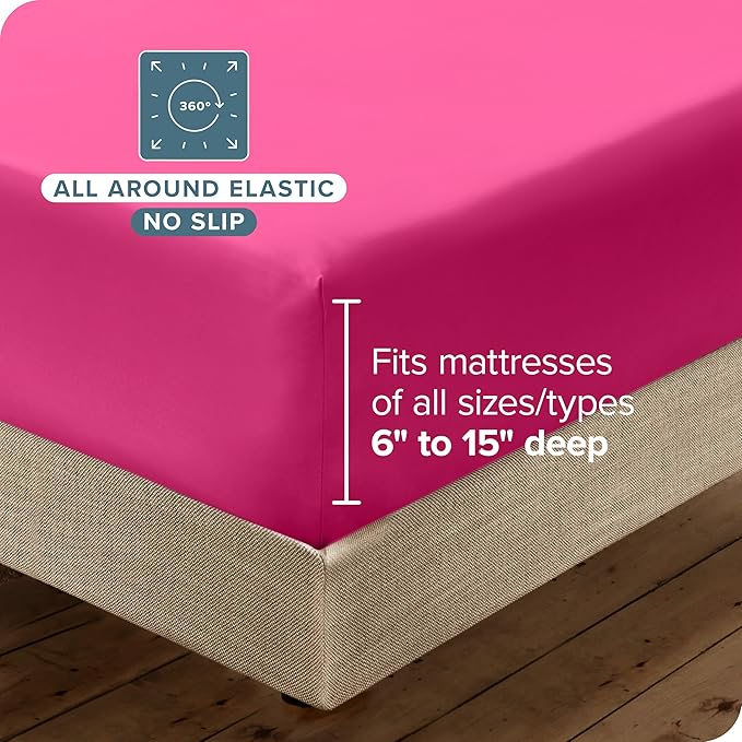 Bare Home Hotel Luxury Twin XL Sheet Set, Extra Soft - 4 Piece Set - Deep Pockets - Easy Fit - Cooling & Breathable - Wrinkle, Fade, Stain Resistant - Includes 2 Pillowcases (Twin XL, Pink)