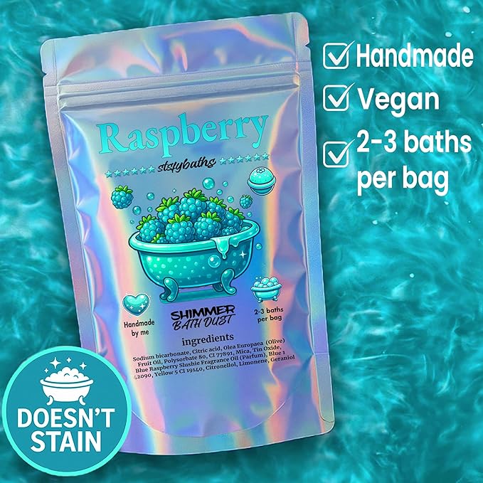 Raspberry Shimmer Bath Bomb in A Bag - Handmade Scented Bath Bombs for Women,Kids and Men - Bulk Bathbomb Fizzies Perfect for Boys and Girls All Ages (Small, Turquoise)
