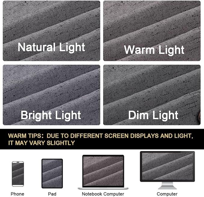 PrinceDeco 100% Blackout Curtains for Bedroom 63 Inches Long 2 Panels Set Anti-Rust Grommet Room Darkening Curtains & Drapes Linen Textured Window Treatment Drapes with White Liner, Grey