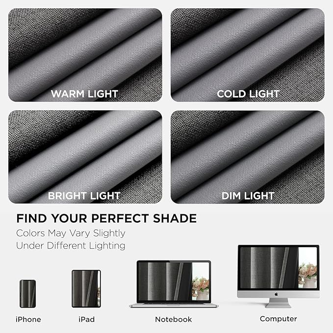 Joydeco Blackout Curtains 90 Inches Long 2 Panels Burg, Room Darkening Curtains for Bedroom, 100% Black Out Textured Thermal Drapes Privacy Protection 2 Panels Set(W52 x L90 Inch, Grey)