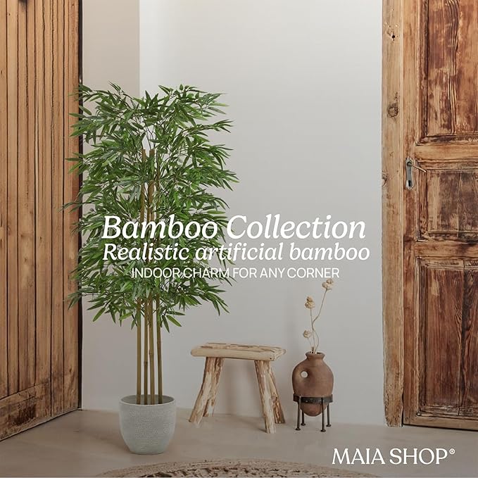Maia Shop 5ft Artificial Bamboo Tree Plant for House, Apartment or Office – Realistic Fake Indoor Plants for Living Room, Bedroom, Bathroom, Entryway or Patio – Faux Greenery for Home Décor