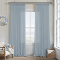 Dusty Blue Pleated Linen Curtains 96 Inches Long for Living Room 2 Panel Set Semi Sheer Light Filtering Pinch Pleat with Rings Hooks Drapes Boho Farmhouse Light Blue Grey Curtain Bedroom Window