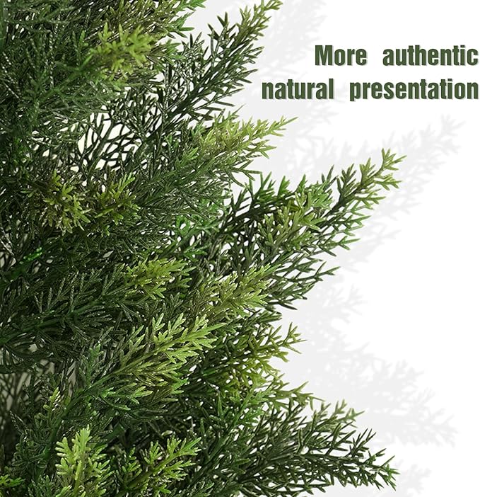 Outdoor Artificial Cedar Topiary Tree, Faux Evergreen Shrubs for Front Porch Decor, Lifelike Fake Bushes Plants for Home Living Room Front Door Decor (2, 5ft)