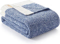 Snuggle Sac Royal Blue Twin Size Reversible Super Soft Blanket for Bed and Sofa, Heather Blue, 60x80 inches