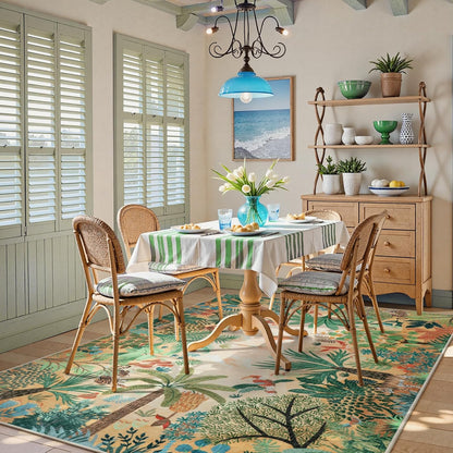 LIVEBOX Boho Jungle Animal Print 5 x 7 Area Rugs for Living Room, Soft Yellow Rug for Bedroom, Non-Slip Machine Washable Rugs for Dining Room Office, Kids Rugs for Playroom Sun Rug for Nursery Room