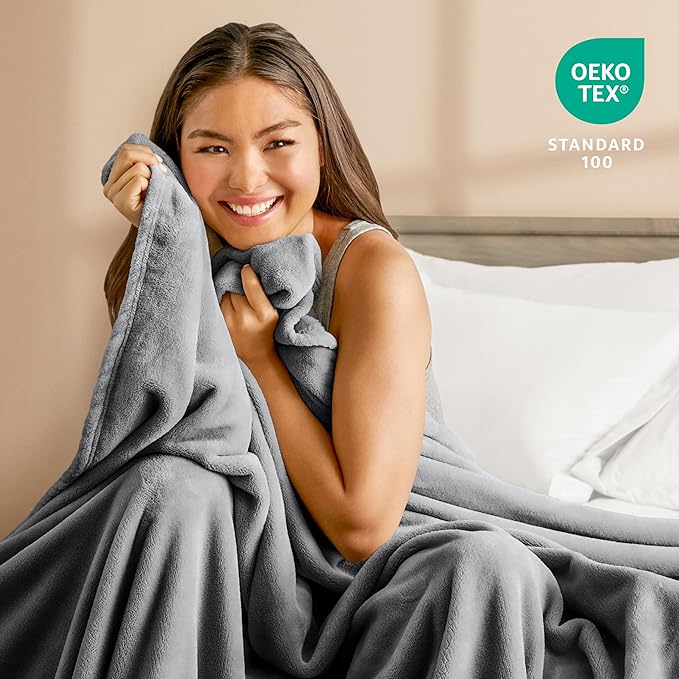 Bare Home Fleece Blanket - King Size - Ultra-Soft Lightweight for Bed, Sofa, and Couch - Luxury Microplush - Cozy Warm Blanket (King, Grey)