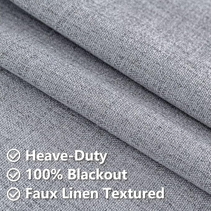 100% Blackout Curtains 90 Inch Length 2 Panels Set, Black Out Curtains for Living Room, Light Grey Thermal Insulated Grommet Drapes Bedroom Luxury Decor Privacy(70W × 90L inch, Light Grey)
