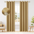 ChrisDowa 100% Blackout Mustard Yellow Solid Curtains 90 Inches Long 2 Panels for Bedroom Living Room,Farmhouse Room Darkening Thermal Insulated Soundproof Grommet Top Window Treatment Drapes,52x90