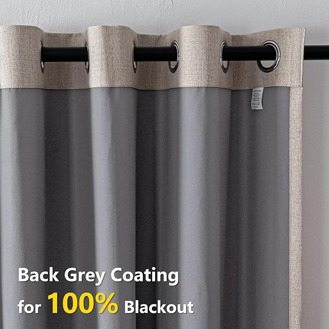 100% Blackout Curtains 84 Inch Length 2 Panels Set, Black Out Curtains for Living Room, Beige Thermal Insulated Grommet Drapes Bedroom Luxury Decor Privacy(70W × 84L inch, Beige)