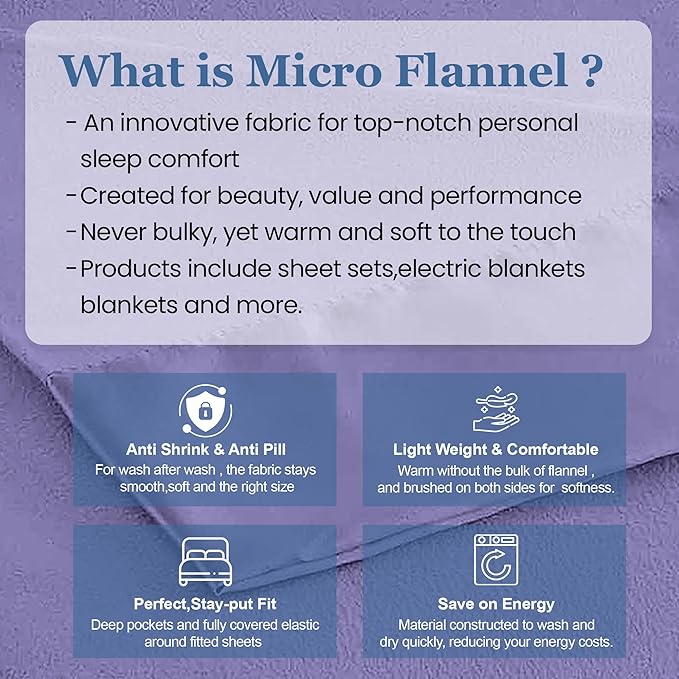 Thermee Micro Flannel Full/Queen Size Blankets, Lightweight All Seasons Cozy Blanket, Throw Blankets for Home and Living Room, Comfy & Soft Blanket for Couch, Machine Wash, No Pilling - Lilac