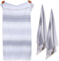 Native Fab 100% Cotton Peshtemal Turkish Bath and Beach Towels Set of 2, Large 40x71 Travel Sarong Gym Pool Spa Towels, Ultra Soft Quick Dry Absorbent Fouta Hammam Peshtemal Towels Grey White