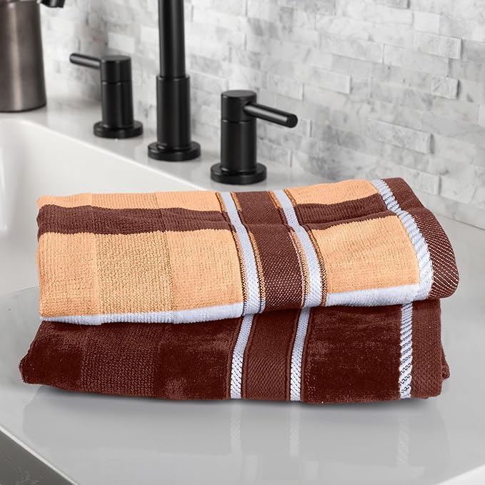Lavish Home 6 Piece Bathroom Towels Set - 525 GSM 100% Cotton Bathroom Accessories - 2 Bath Sheets, 2 Hand Cloths , and 2 Wash Cloths - Soft Towel Set for Shower, Gym, Dorm, and Spa (Beige)