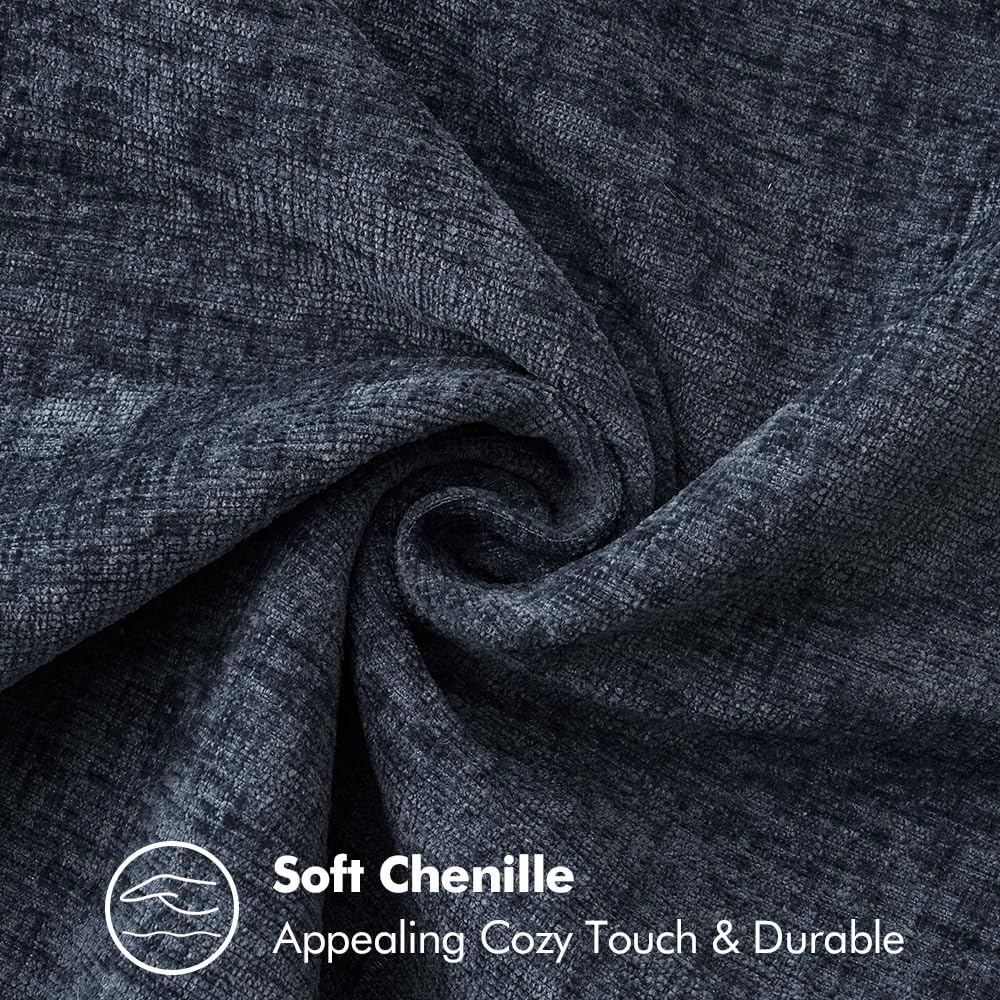 MIULEE Pack of 2 Couch Throw Pillow Covers 20x20 Inch Dark Blue Farmhouse Decorative Pillow Covers with Stitched Edge Soft Chenille Solid Dyed Spring Pillow Covers for Sofa Bed Living Room