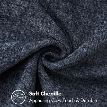 MIULEE Pack of 2 Couch Throw Pillow Covers 18x18 Inch Dark Blue Farmhouse Decorative Pillow Covers with Stitched Edge Soft Chenille Solid Dyed Spring Pillow Covers for Sofa Bed Living Room