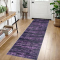 2x7 Modern Abstract Runner Rug for Hallways, Purple White Super Soft Hallway Decor Kitchen Rugs with Non-Slip, Non-Shedding Washable Rug for Hallways Entryway Bedroom Indoor