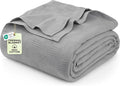 Utopia Bedding Cool Grey 100% Cotton Blanket [Queen Size - 90x90 Inch] 350GSM Lightweight, Soft and Breathable Thermal Blanket for All Seasons