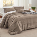 Bedsure Twin Comforter Set - 3 Pieces Pinch Pleat Bed Set, Brown Boho Bedding for All Season, 1 Soft Comforter, 1 Pillowcase, 1 Decorative Pillow