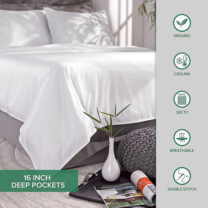 Pure Bamboo Twin Sheets, Genuine 100% Organic Viscose Derived from Bamboo Bed Sheet Set, Luxuriously Soft & Cooling, Double Stitching, 2 Year Quality Promise (Twin, Sterling Blue)