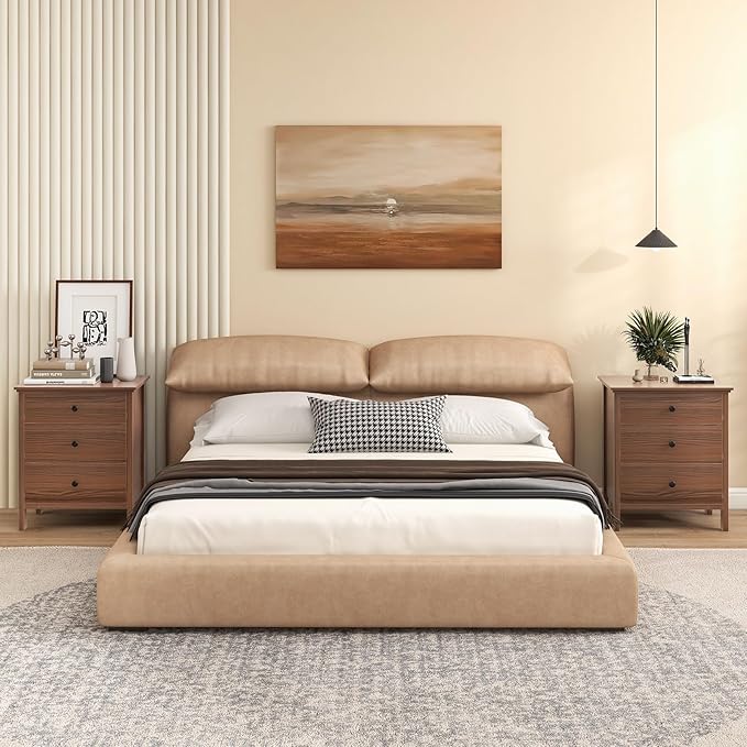 Giantex Set of 2 Nightstand with Drawers Solid Structure Side Table for Storage Bedroom, Living Room Accent Furniture Small Spaces Side End Table, (Brown, 24 in x 18 in x 26 in)