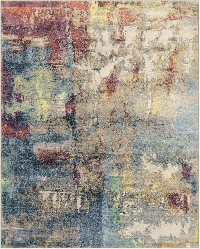 Lahome Modern Abstract Living Room Rug 8x10, Washable 8x10 Area Rugs for Bedroom Stain Resistant Non Slip, Large Red Soft Indoor Carpet for Dining Room Table Home Decor