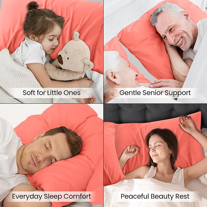 Pillow Covers by Utopia Bedding - Queen Size 2-Pack – Soft Brushed Microfiber – Perfect for Hospitals, Hotels, Guest Rooms – Oeko-TEX Certified, 20x30 Inches (Coral)