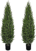 Briful 5ft Cedar Topiary Trees Artificial Outdoor Set of 2, Realistic Faux Cedar Pines with Pots, UV Resistant Christmas Greenery for Holiday Decor, Indoor Farmhouse Entryway Patio Door Plants