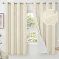 60 Inch Wide Linen Blackout Curtains for Bedroom 63 Inch Length 2 Panels, Total Black Out Thermal Insulated Energy Efficiency Grommet Boho Window Drapes White Liner for Modern Farmhouse, Cream