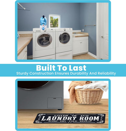 TidyFriend Laundry Detergent Holder with Laundry Room Rug Runner, Detergent Stand for Spill Protection, Non-Slip Runner Mat, and Stylish Room Organizer for Home & Laundry Spaces