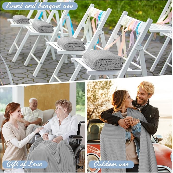Buryeah 6 Pcs Flannel Throw Blanket Bulk 50 x 60 in Sleepover Blanket Outdoor Wedding Throw Lightweight, Oeko-tex Standard 100 Certified for Sofa Homeless Gifts (Light Gray)