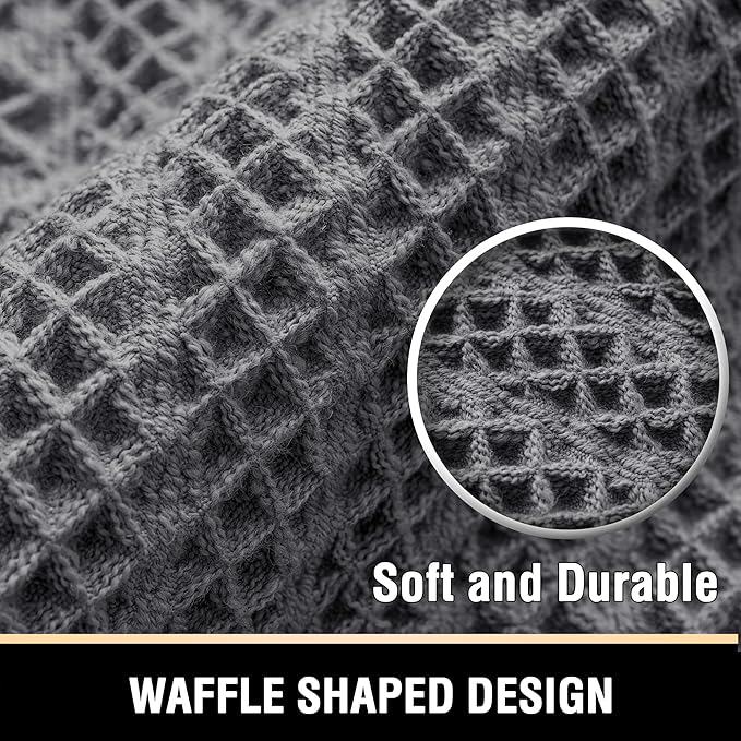 H.VERSAILTEX Waffle Bath Mat Super Absorbent Boho Bath Mat Non Slip Bath Rugs for Bathroom Floor Machine Washable Dry Fast Bathroom Rugs with Tassels, 20" x 32", Gray