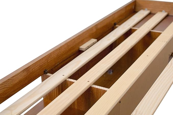 memomad Bali Storage Platform Bed with Drawers (Twin Size, Oak Brown Wood)