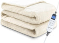 Electric Blanket Throw 50"x60" Heated Electric Blankets 10 Heating Levels 12 Time Settings 3 Hours Auto Off Fast Heating and Overheat Protection ETL Certified Machine Washable,Ivory
