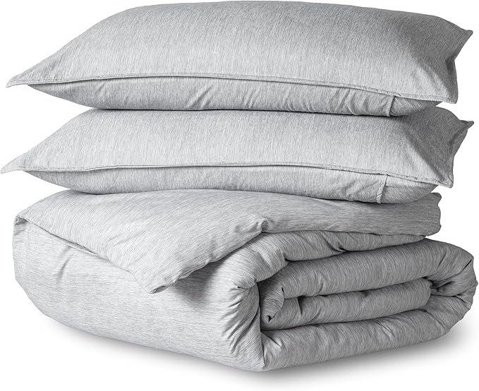 Bare Home Bedding Duvet Cover Oversized King Size - Premium 1800 Super SoftCollection - Lightweight, Duvet Cover - Soft Textured Bedding (Oversized King, Heathered Pewter)