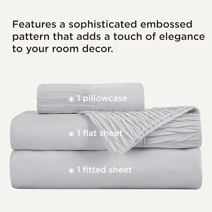 Bedsure Twin XL Sheet Sets Dorm Bedding - 3 Pieces Soft Extra Long Twin Sheets, Hotel Luxury, Easy Care Microfiber for Women, Men, Light Grey