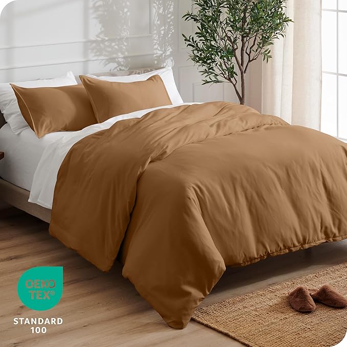 Bare Home Bedding Duvet Cover California King Size - Premium 1800 Super Soft Collection - Lightweight, Cooling - Soft Breathable Bedding Duvet Cover (Cal King, Caramel)