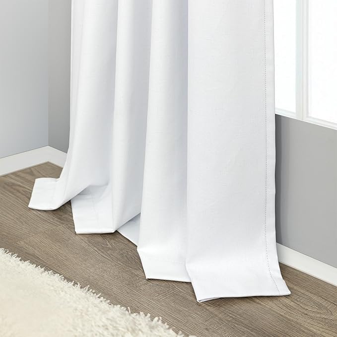 Unique Blackout Curtains 86 Inches Long for Living Room Darkening Curtains for Bedroom Mid Century Modern Decor Custom Draft Blocking White Privacy Curtain for Windows Extra Wide Closet Cover 2 Panels