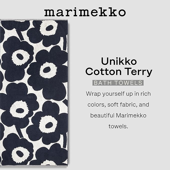 MARIMEKKO Unikko Terry Cotton Bath Towel (Red) – Floral Patterned Bath Towels – 59 in x 28 in