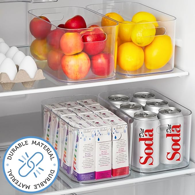 STORi Bliss 10" x 6" Open Clear Pantry Organizer Bin, Plastic Containers with Handle for Kitchen, Fridge, Cabinet, Closet, Bathrom, Undersink Storage Made in USA