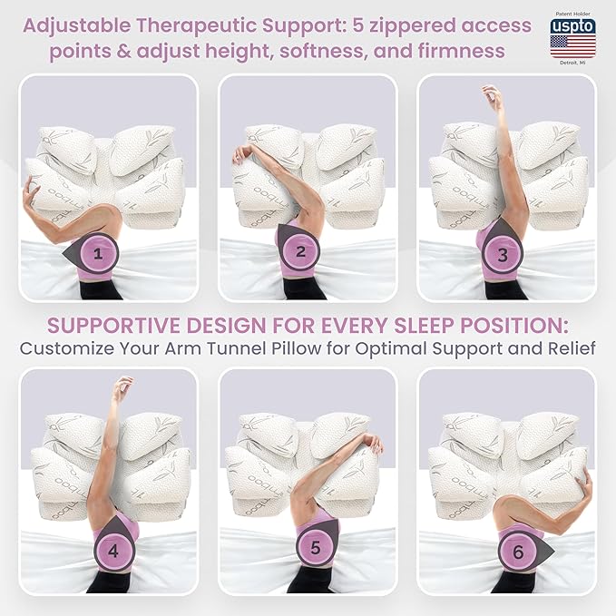 Wife Pillow the Side Sleeper Pillow with Arm Hole for Shoulder Pain - Arm Tunnel Pillow for Side Sleepers, Shoulder Relief & Neck Support Comfort Sleep Pillow for Adults - Charcoal Shredded MemoryFoam