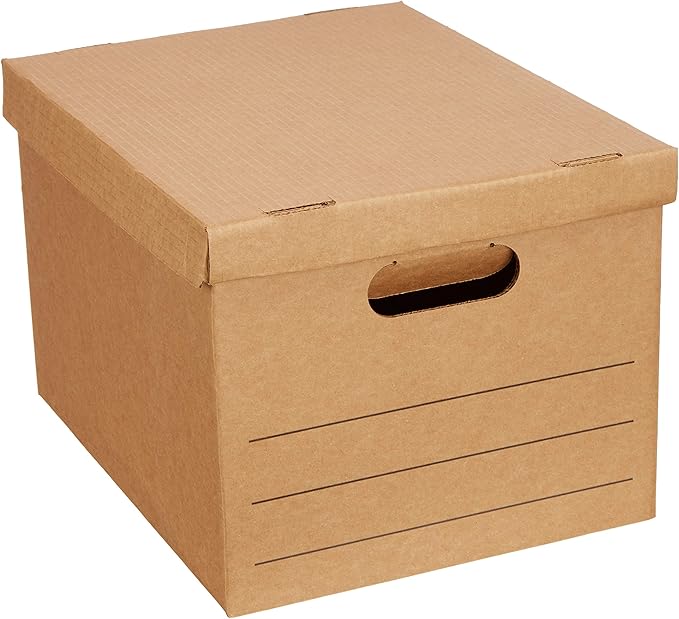 Amazon Basics Moving Boxes with Handles and Lids, 15x10x12 in, Brown, 20 Pack
