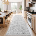 jinchan Lima Kitchen Runner Rug 3x7 - Vintage Floral Machine Washable Non-Slip Hallway Runner Rug with Rubber Backing Ultra-Thin Carpet for Bedroom Laundry Room Farmhouse (3x7ft, Grey)