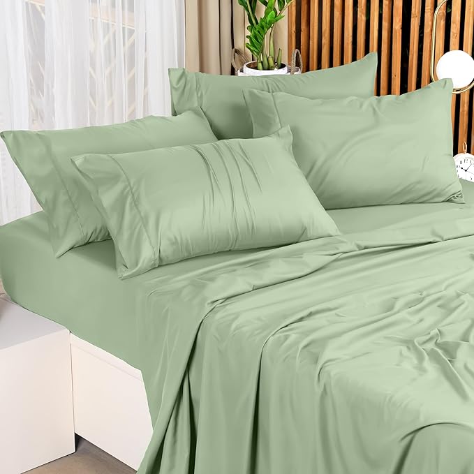Utopia Bedding California King Sheet Set – 4 Piece Bed Sheets for Cal King Size Bed, Soft and Breathable Microfiber, Includes 1 Fitted Sheet, 1 Flat Sheet and 2 Pillowcases (Sage)