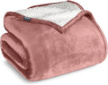 Bare Home Sherpa Fleece Blanket - Twin/Twin Extra Long - Blanket for Bed, Sofa, and Couch - Warm & Lightweight - Fluffy & Soft - Reversible (Twin/Twin XL, Old Rose)